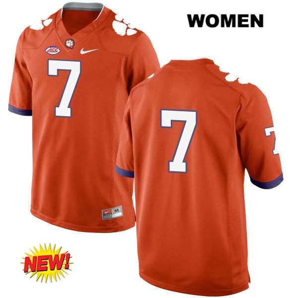 Women's Clemson Tigers #7 Lasamuel Davis Stitched Orange New Style Authentic Nike No Name NCAA College Football Jersey FYK1846QE